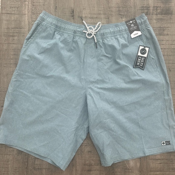 Salty Crew Blue Board Shorts Quick-Dry Elastic Waist